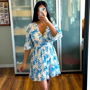 Flying Tomato blue floral mini dress
